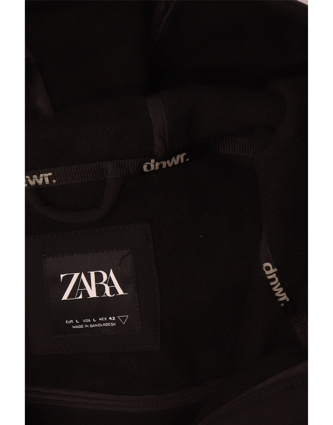 Zara Herren-Windbreakerjacke mit Kapuze, UK 40, Größe L, Schwarz, Polyester
