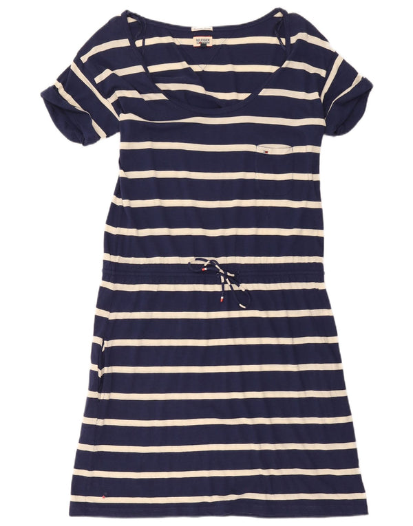 Tommy Hilfiger Damen A-Linien-Kleid UK 18 XL Marineblau gestreift Baumwolle