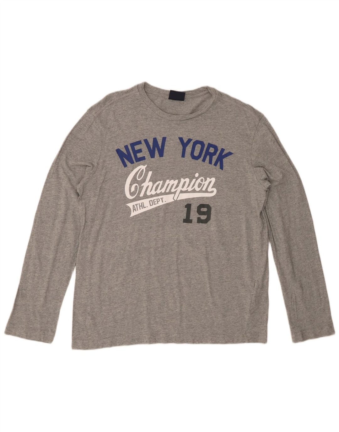 CHAMPION Herren-Grafik-Oberteil, langärmelig, groß, graue Baumwolle