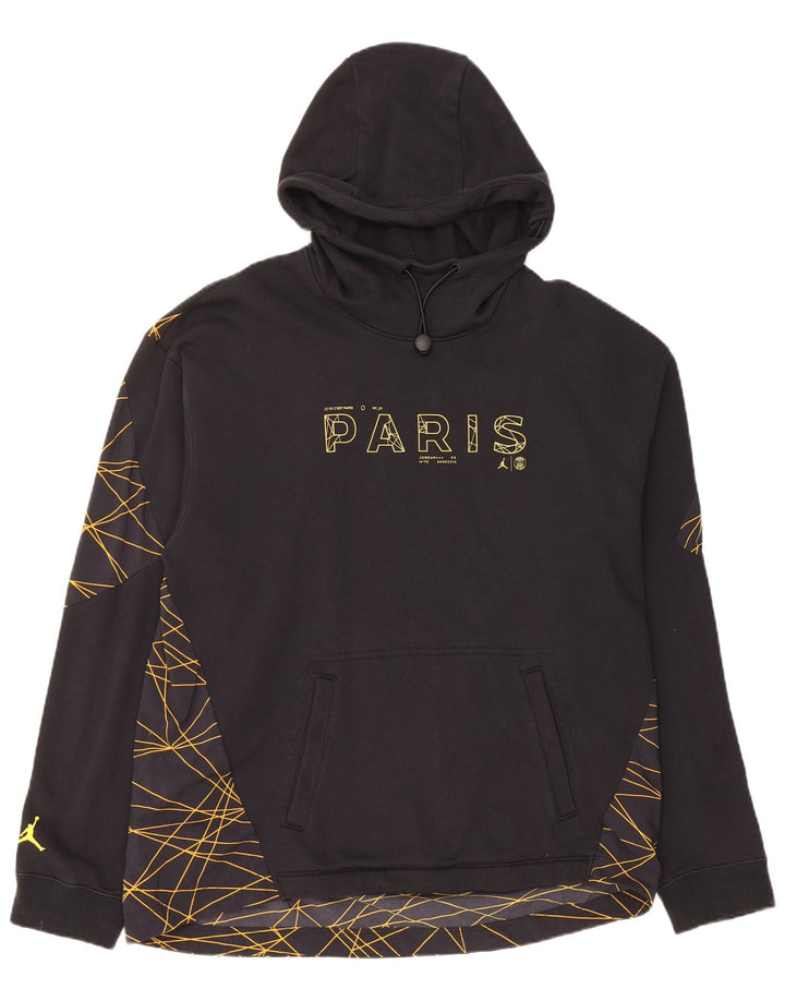 JORDAN Mens Paris Graphic Loose Fit Hoodie Pullover Large Black Geometrisch