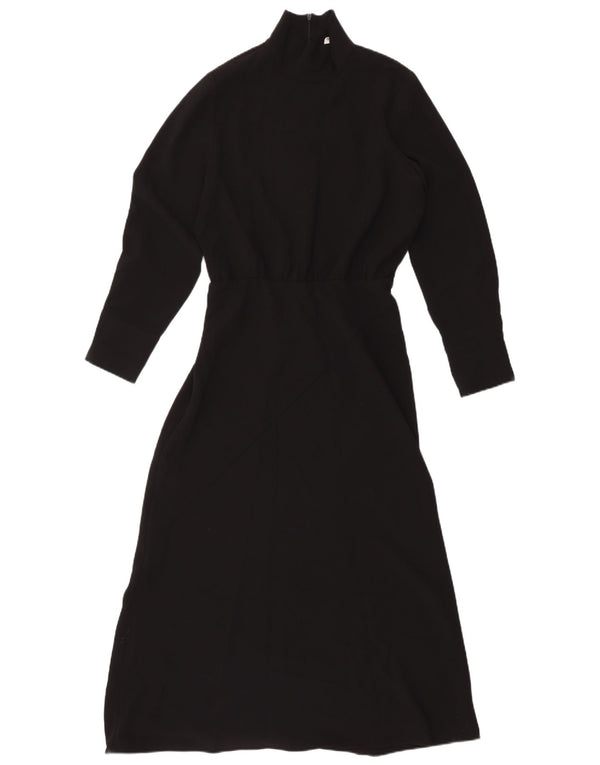 Zara Womens Long Sleeve Maxi Dress UK 12 Medium Black Polyester