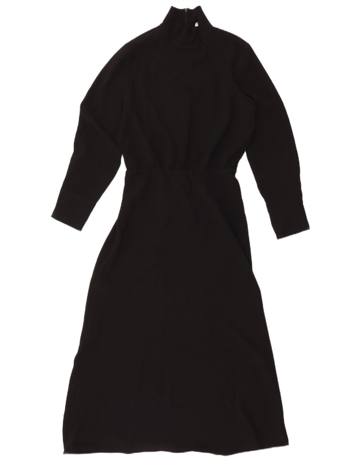 Zara Damen Langarm-Maxikleid UK 12 Medium Schwarz Polyester