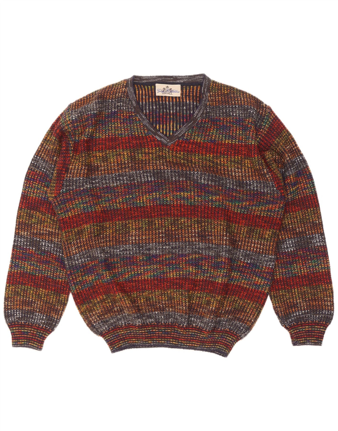 George Herren-Pullover mit V-Ausschnitt IT 50 Medium Mehrfarbig gestreifte Wolle