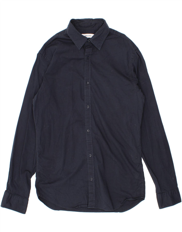 JACK & JONES Mens Shirt Medium Navy Blue Cotton Vintage Jack & Jones and Second-Hand Jack & Jones from Messina Hembry 
