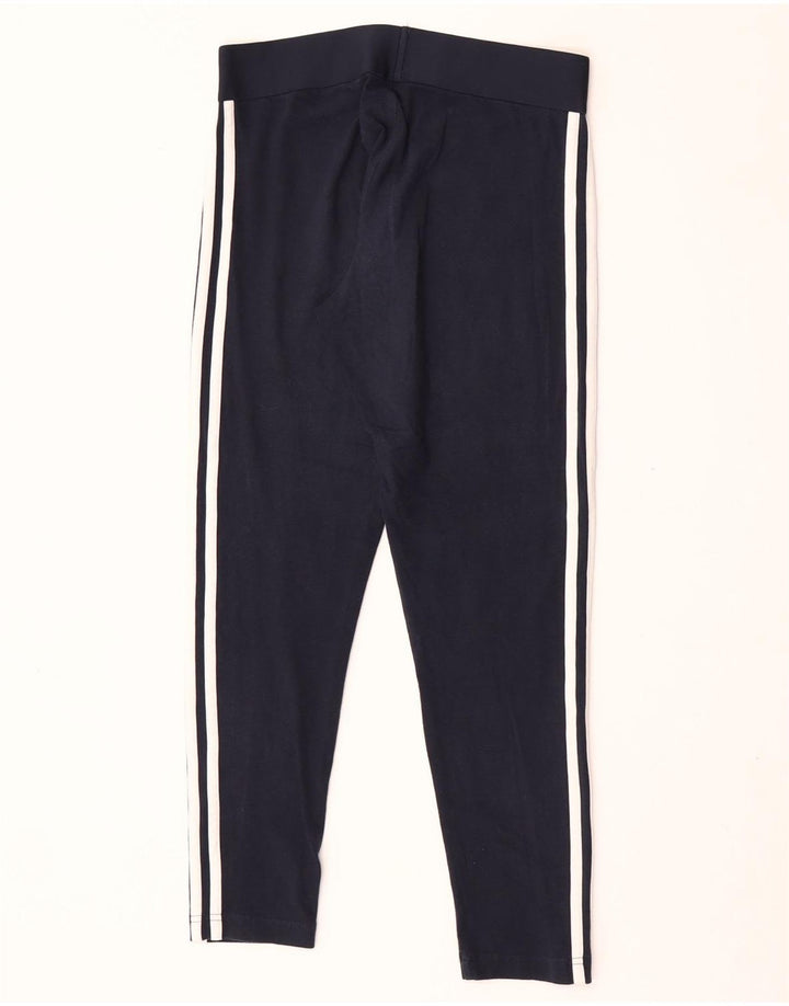 Adidas Damen Leggings UK 12/14 Medium Marineblau Baumwolle