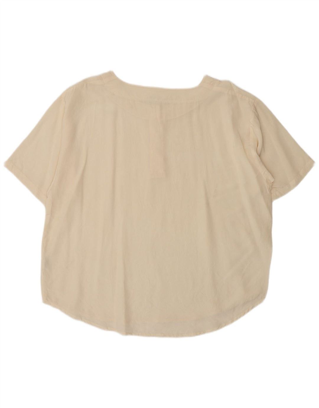 Vintage Damen Bluse Top UK 18 XL Beige Seide
