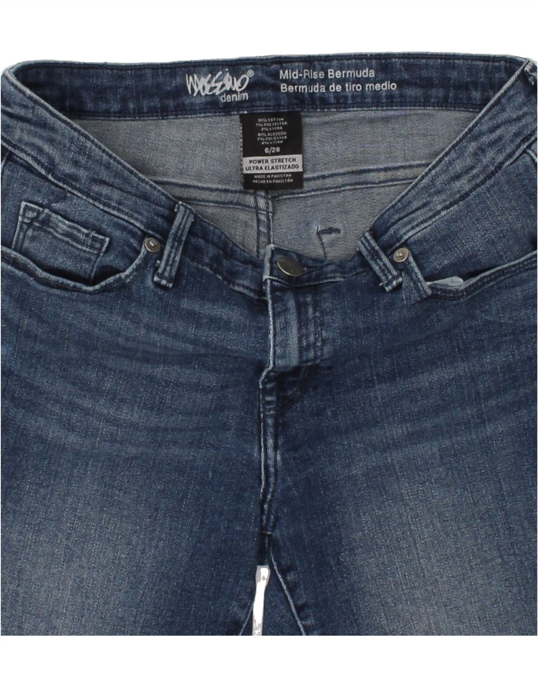 MOSSIMO Womens Mid Rise Bermuda Denim Shorts US 6 Medium W28 Blue Cotton Vintage Mossimo and Second-Hand Mossimo from Messina Hembry 