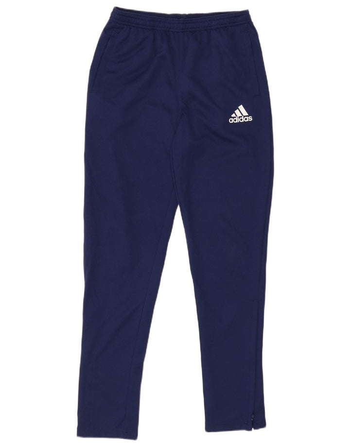 ADIDAS Boys Climalite Tracksuit Trousers 13-14 Years Navy Blue Polyester