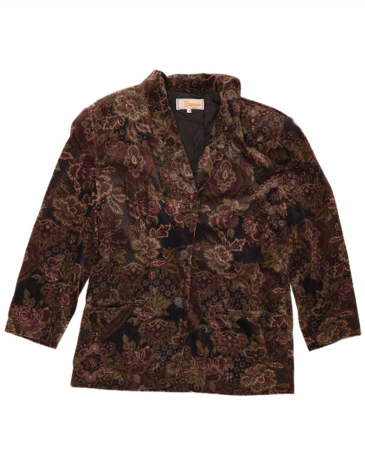 Blumode Damen 2-Knopf-Blazerjacke EU 46 XL Braun geblümt