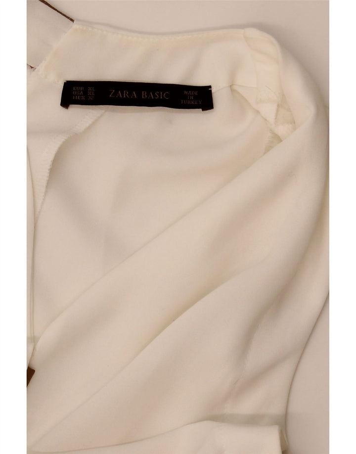Zara Damen ärmelloses Blusenoberteil UK 18 XL Weiß