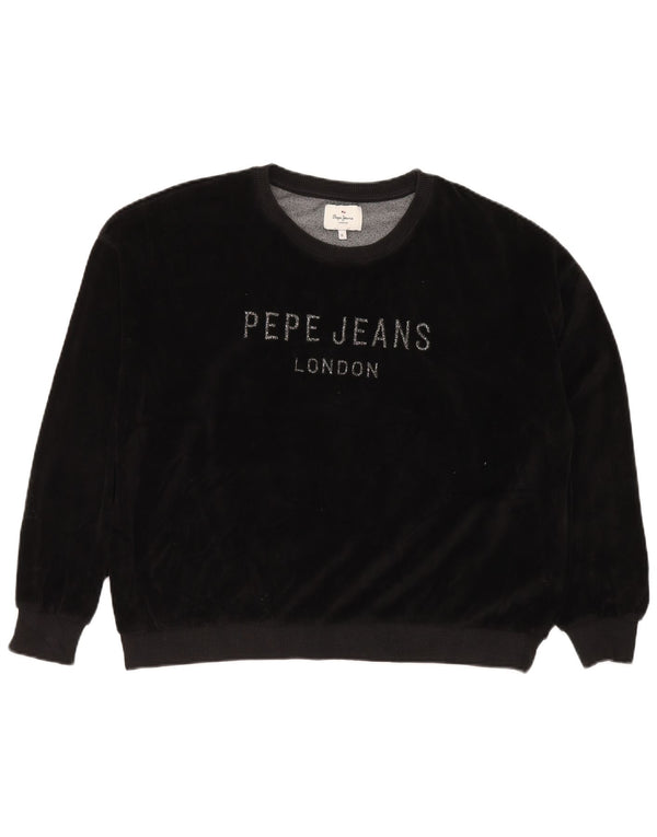 PEPE JEANS Damen-Sweatshirt in Übergröße mit Grafik, UK 18, XL, Schwarz