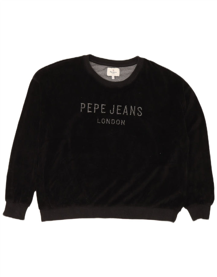PEPE JEANS Damen-Sweatshirt in Übergröße mit Grafik, UK 18, XL, Schwarz