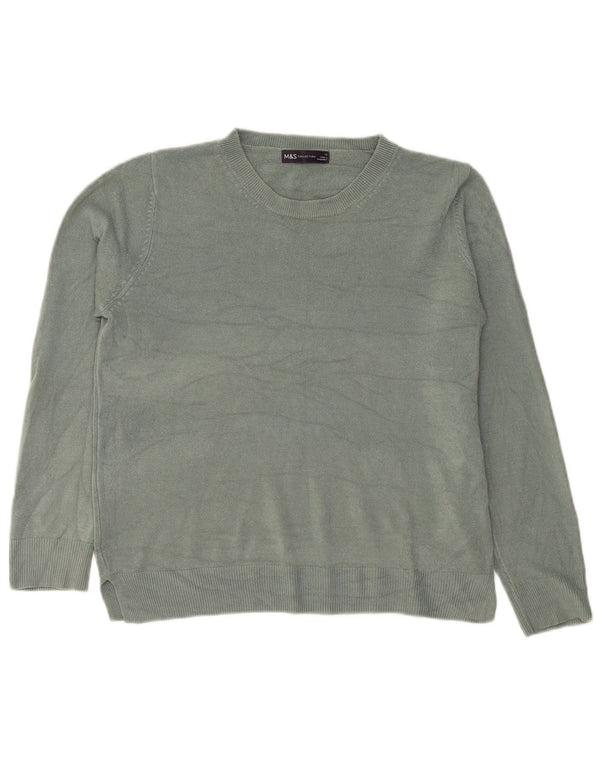 Marks & Spencer Damen-Pullover mit Rundhalsausschnitt, Gr. 14, Größe L, grünes Acryl