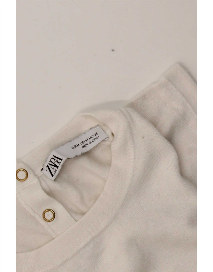 Zara Damen Weste Top UK 12 Medium Weiß