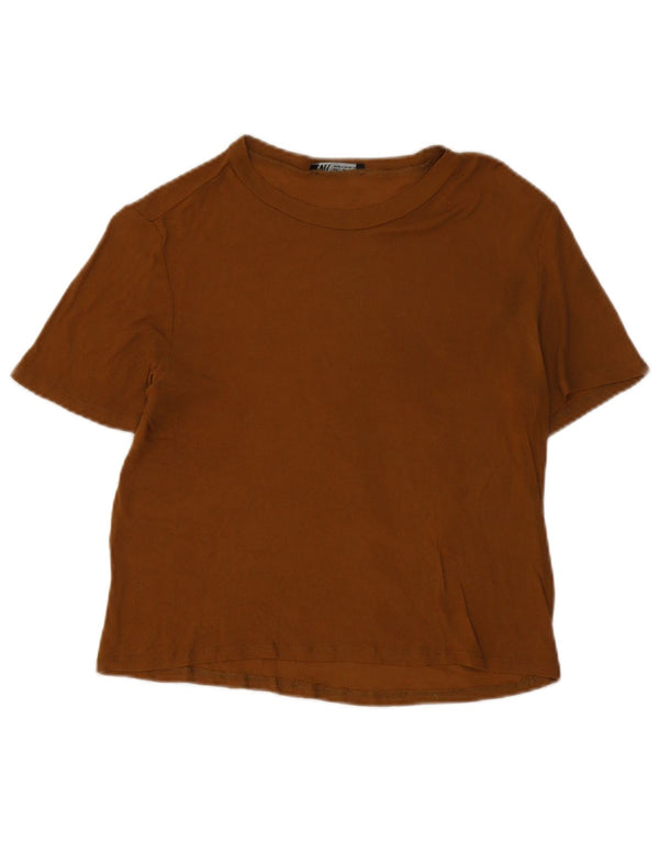 Zara Damen T-Shirt Top UK 14 Large Braun