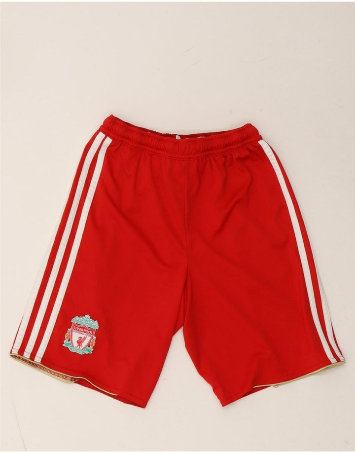 ADIDAS Boys Liverpool Sport Shorts 9-10 Years  Red Polyester Vintage Adidas and Second-Hand Adidas from Messina Hembry 