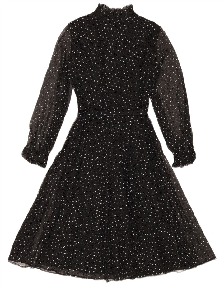 MARKWALD Damen-Maxikleid mit langen Ärmeln, EU 36, klein, schwarz geflecktes Polyester