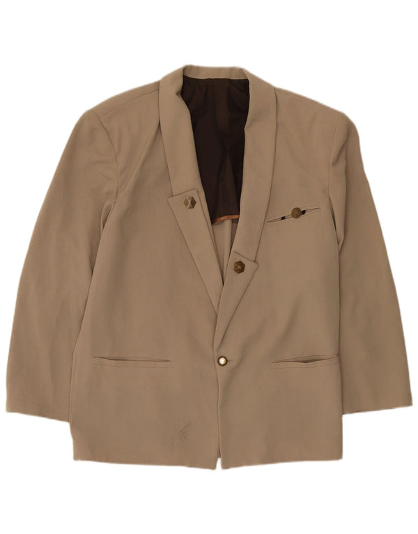 Vintage Herren 1 Knopf Blazer Jacke UK 38 Mittelbeige Viskose