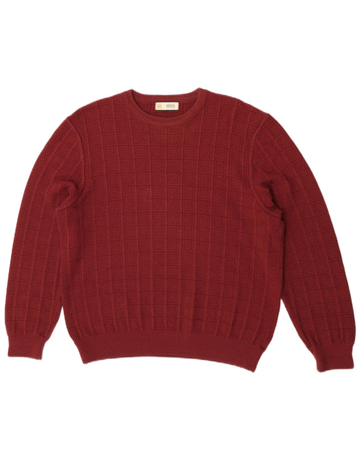 Marks & Spencer Herren-Pullover mit Rundhalsausschnitt, Mittelrotes Acryl