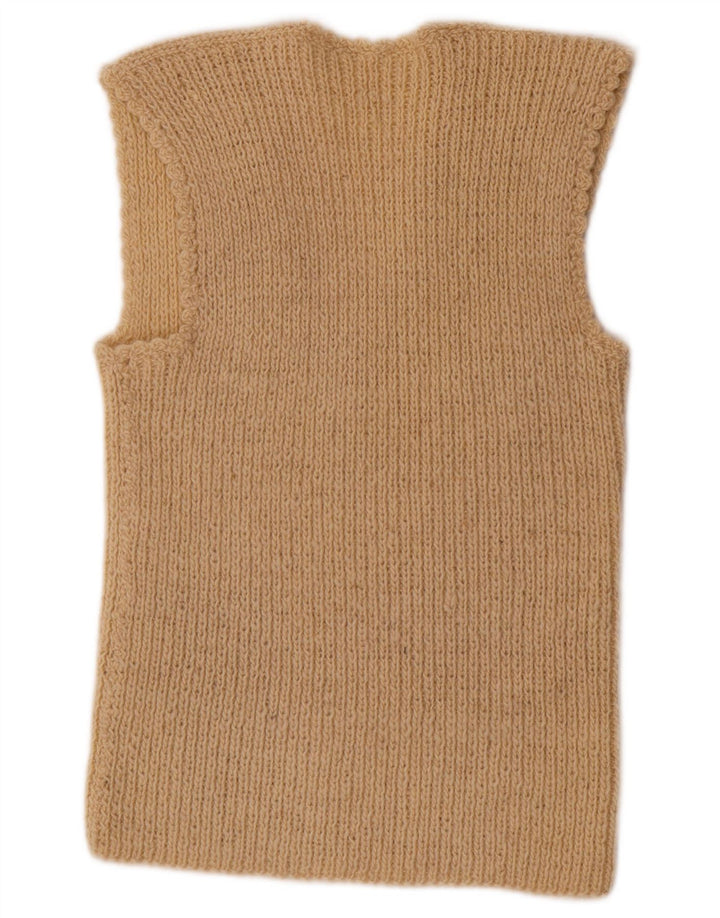 VINTAGE Damen Weste Tank Top UK 12 Medium Beige