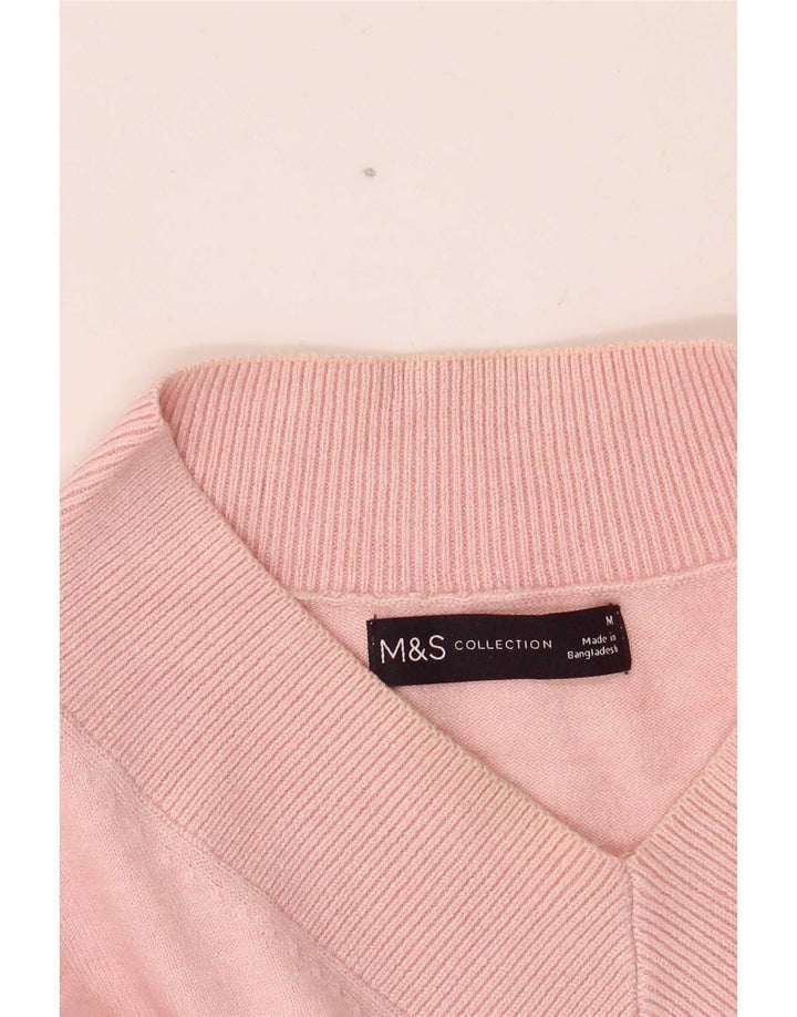Marks & Spencer Damen-Pullover in Übergröße mit V-Ausschnitt, Gr. 14, Mittelrosa