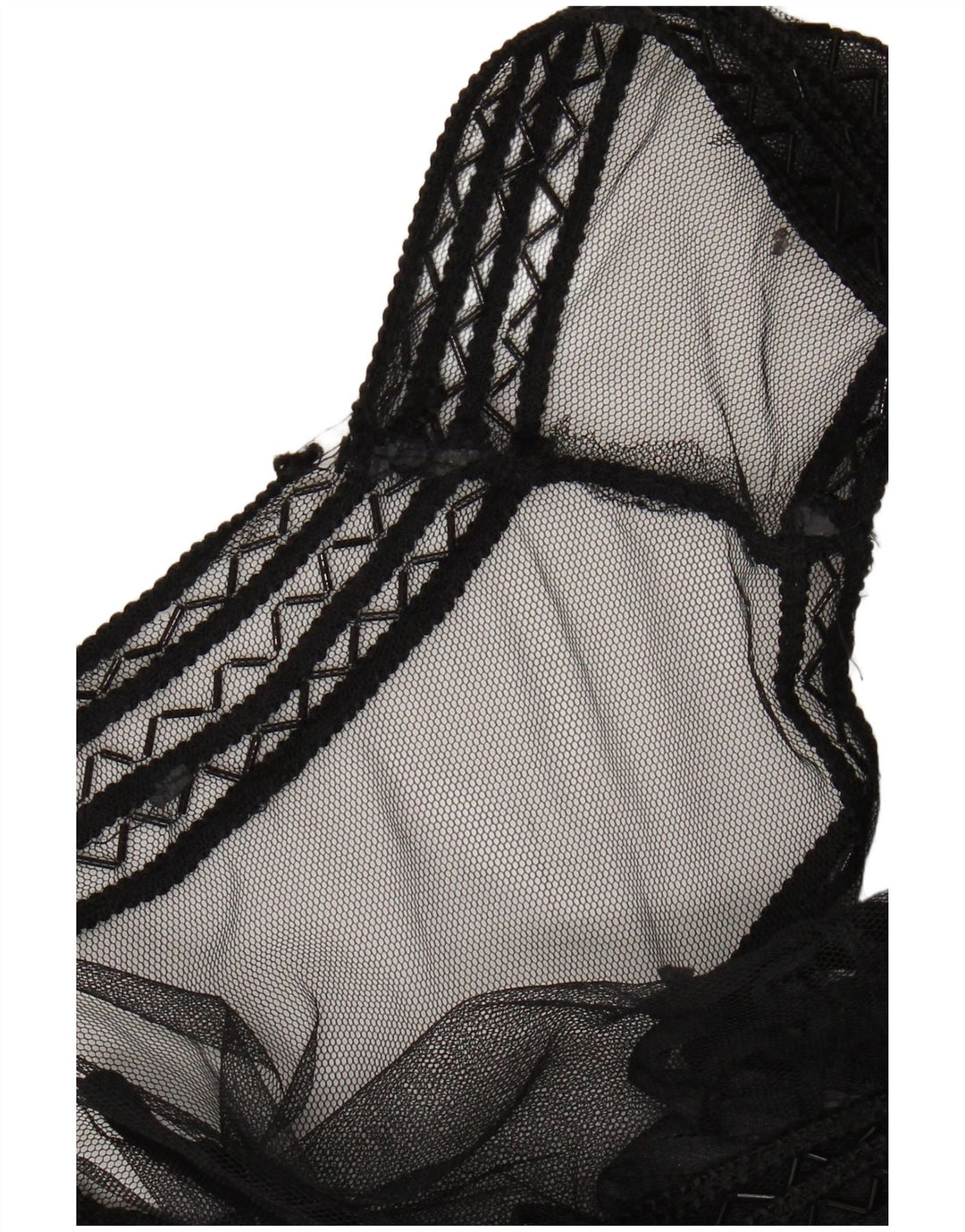 Vintage Damen Durchsichtige Hemdbluse UK 14 Mittelschwarz geblümt