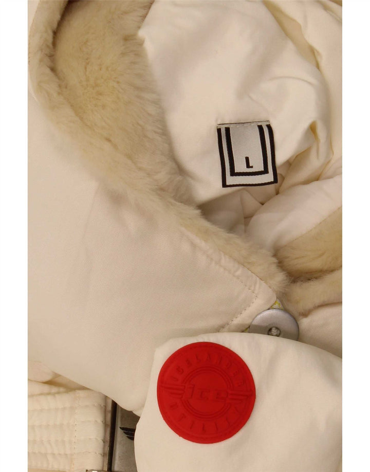 Ice Damen-Anorakjacke mit Kapuze, UK 16, Größe L, Weiß, Polyamid