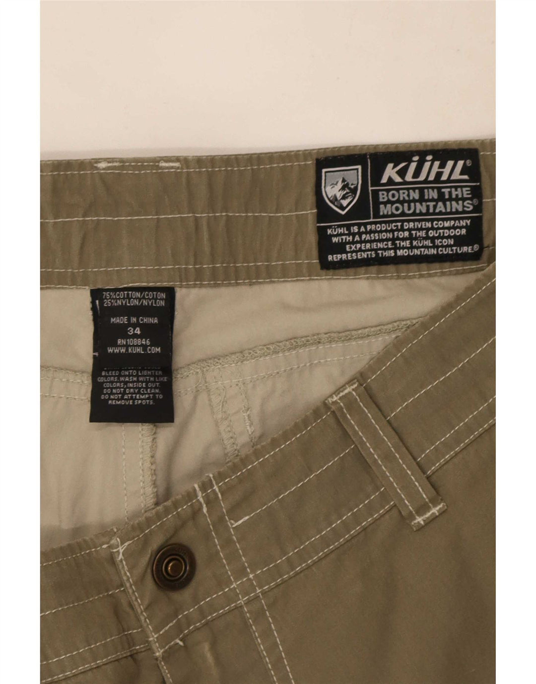 Vintage Herren Cargo Bermuda Shorts W34 Große Khaki gestreift Baumwolle