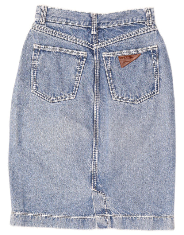 VINTAGE Damen Jeansrock W24 XS Blaue Baumwolle