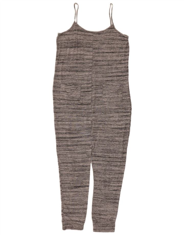 Topshop Damen-Overall, ärmellos, UK-Größe 42, mittelgrau, gestreift, Viskose