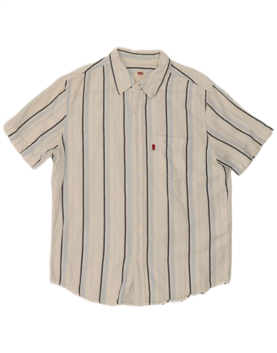 Levi's Herren-Hemd, kurzärmelig, Standard-Passform, mittelweiß, gestreift, Baumwolle