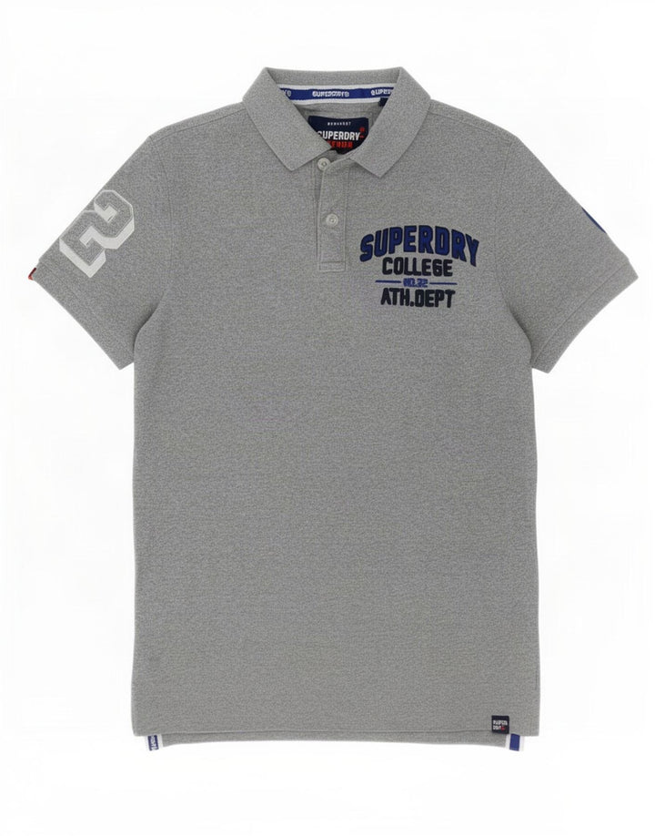 Superdry Herren-Poloshirt aus mittelgrauer Baumwolle mit Grafik