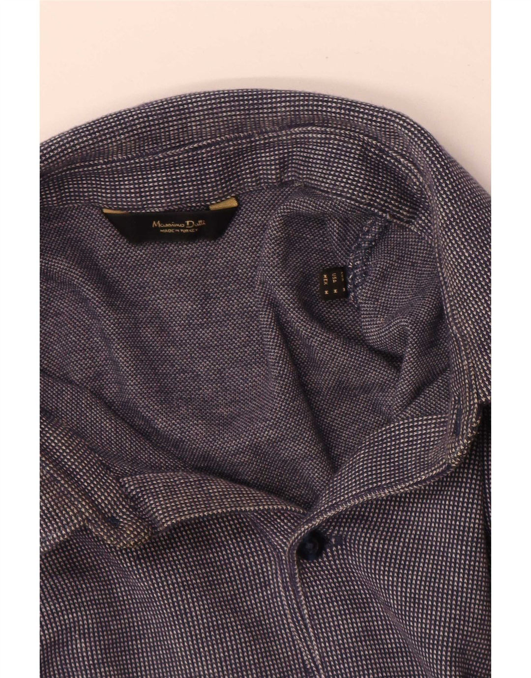 Massimo Dutti Herren-Langarm-Poloshirt in mittlerem Marineblau