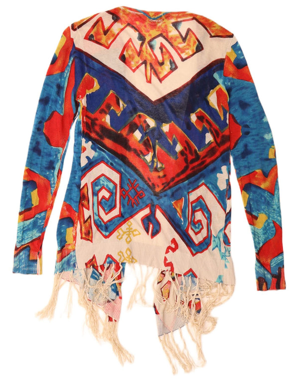 Desigual Damen Longline-Cardigan-Pullover UK 10 Klein Mehrfarbig