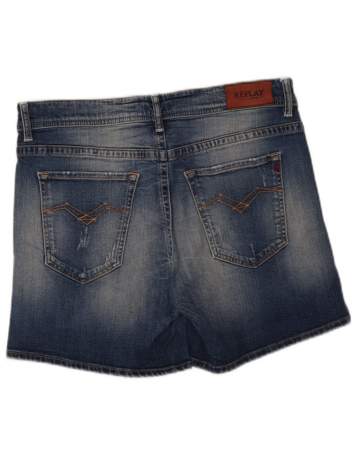 Replay Damen Jeansshorts W28 mittelblaue Baumwolle