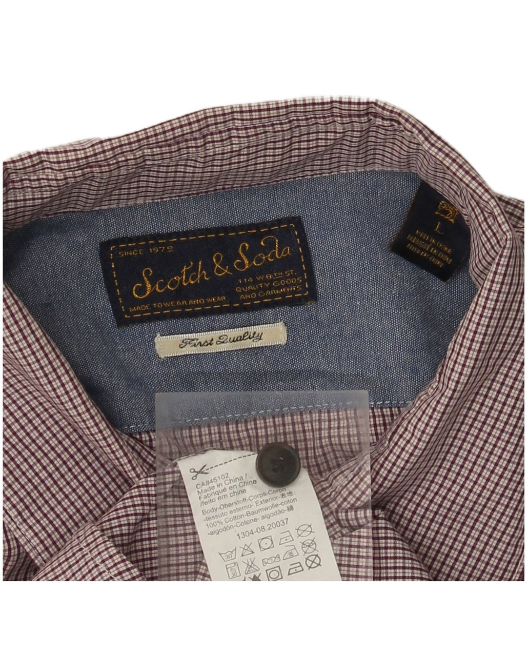 SCOTCH & SODA Herren-Hemd, groß, kastanienbraun, kariert, Baumwolle