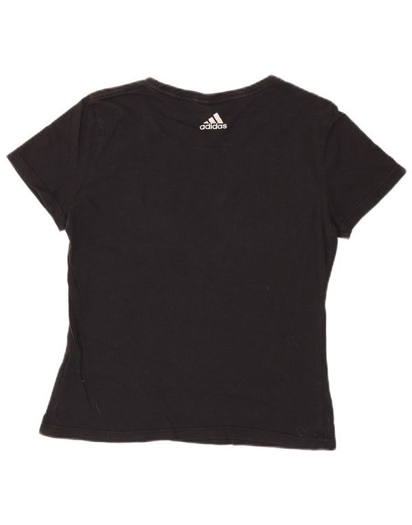 Adidas Damen Crop Graphic T-Shirt Top UK 12 Medium Schwarz