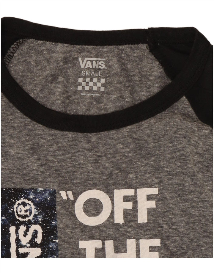 VANS Womens Graphic Top 3/4 Ärmel UK 10 Small Grau Farbblock