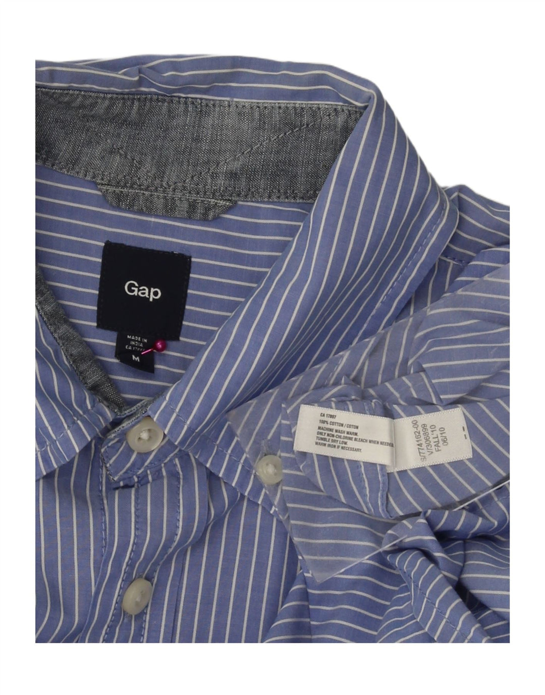 GAP Mens Shirt Medium Blue Pinstripe Cotton Vintage Gap and Second-Hand Gap from Messina Hembry 