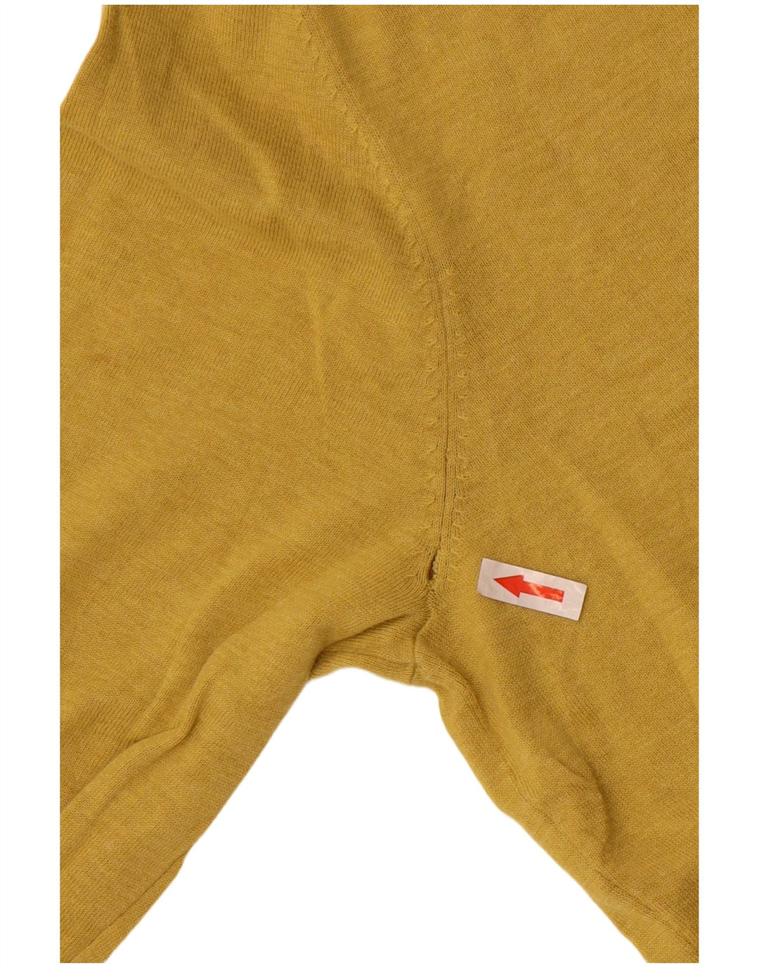 Massimo Dutti Herren-Pullover mit V-Ausschnitt, groß, gelbe Baumwolle