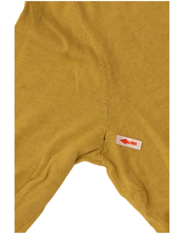 Massimo Dutti Herren-Pullover mit V-Ausschnitt, groß, gelbe Baumwolle