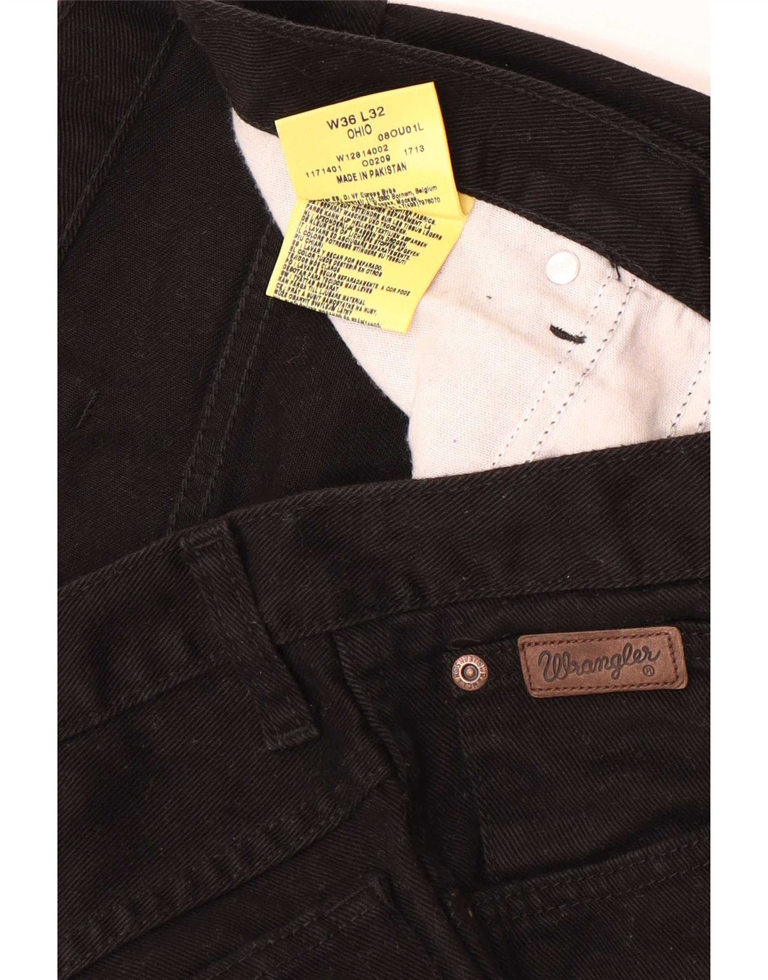 Wrangler Herren Ohio Straight Jeans W36 L32 Schwarze Baumwolle