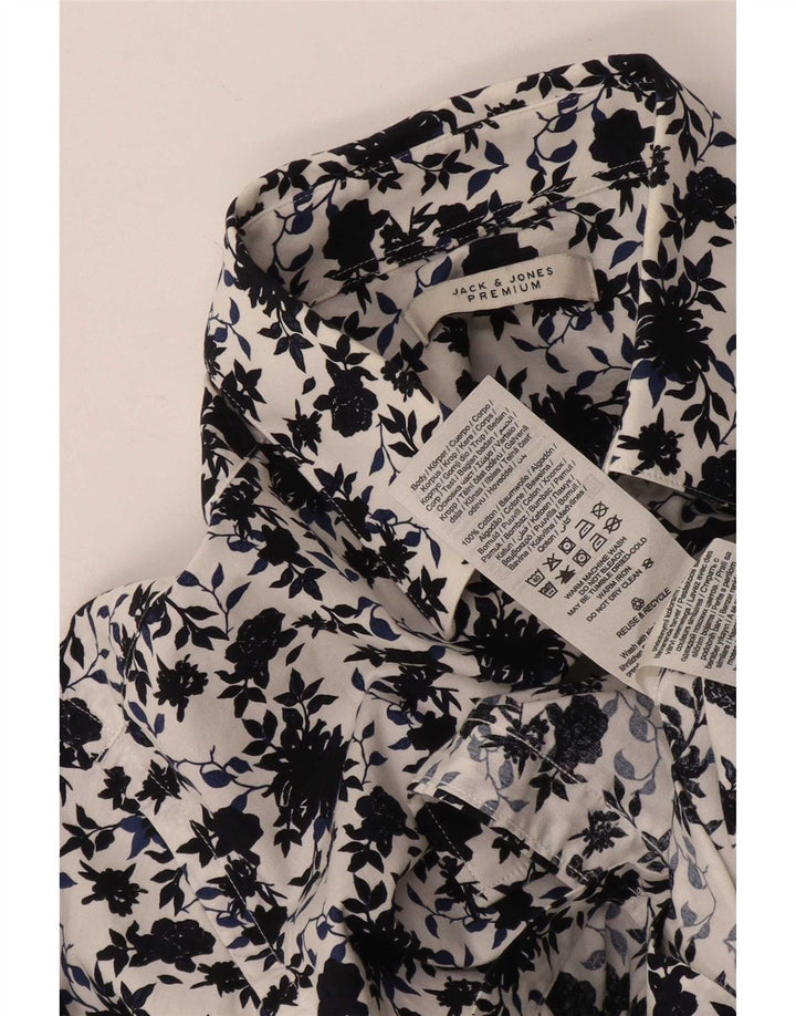 Jack & Jones Herrenhemd aus mittelweißer, geblümter Baumwolle