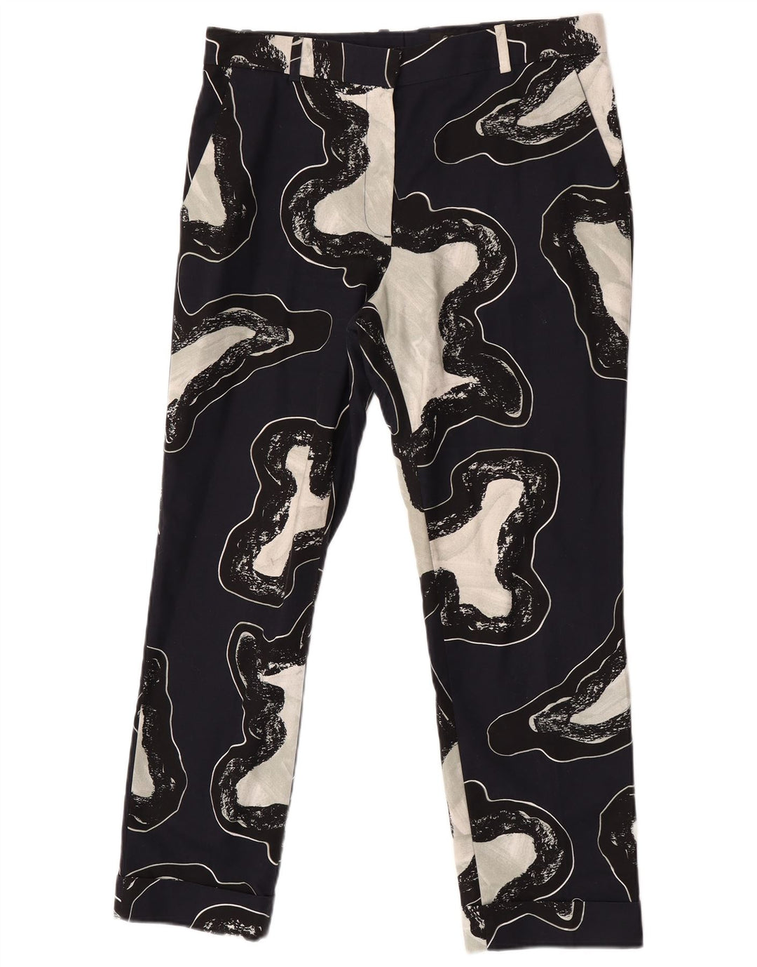 Cos Damen-Chinohose mit abstraktem Muster, EU 40, M, W34, L28, Marineblau