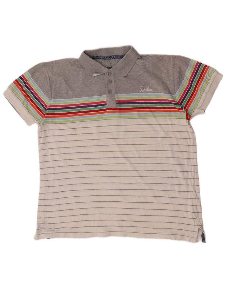 Quiksilver Herren-Poloshirt aus mittelgrauer, gestreifter Baumwolle