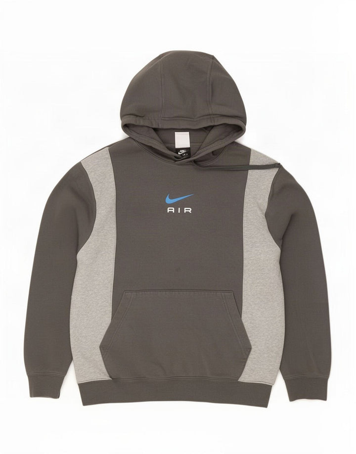 Nike Herren-Kapuzenpullover aus mittelgrauer Colourblock-Baumwolle