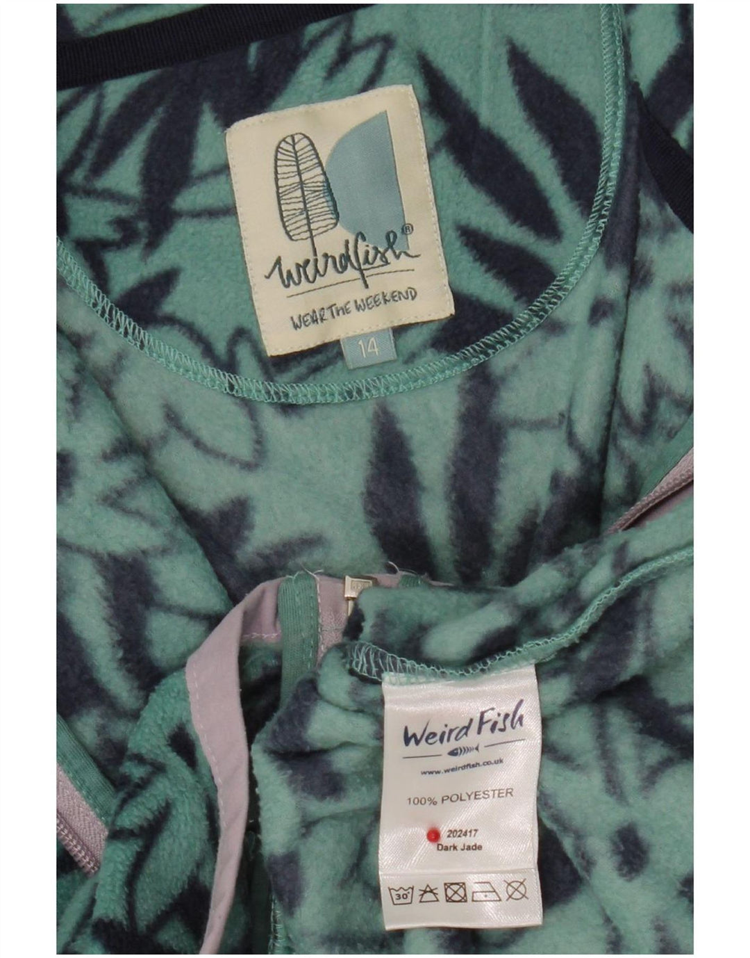 Weird Fish Damen-Fleecejacke, Gr. 14, groß, grün, geblümt, Polyester