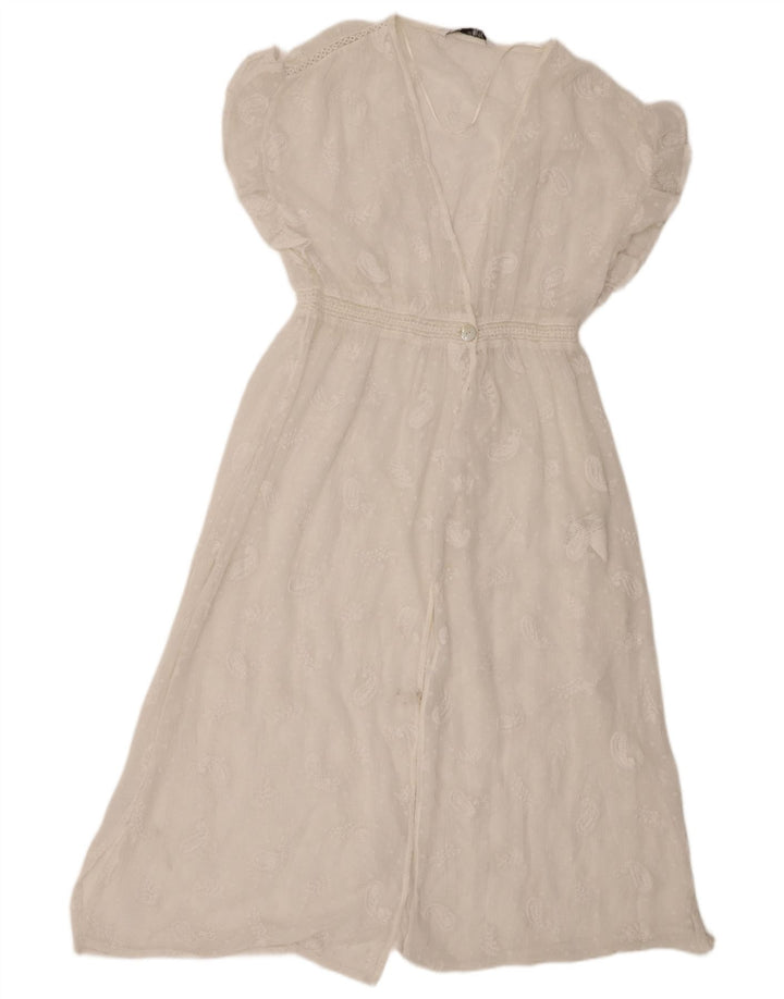 Durchsichtiges Maxikleid für Damen von Zara, Größe S, Weiß, Paisleymuster, Polyester