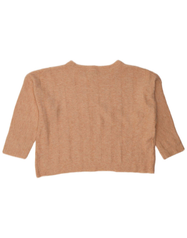 Marks & Spencer Damen Crop Pullover mit Rundhalsausschnitt, UK 14, Mittelrosa