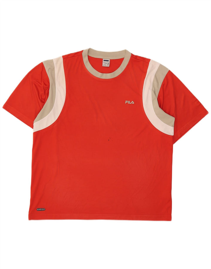 Fila Herren T-Shirt Top IT 52/54 Großes rotes Colourblock-Polyester